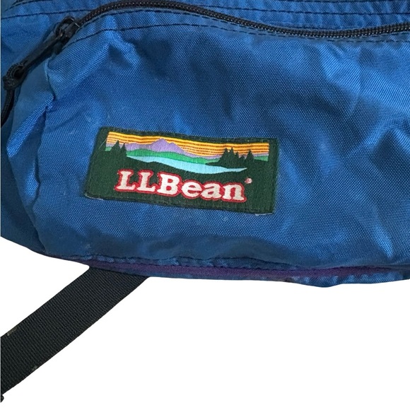 Vintage LL Bean Fanny Pack – Blue & Purple Nylon Waist Bag with Logo Patch – 90s - Picture 3 of 11